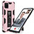 Silicone Matte Finish and Plastic Back Cover Case with Magnetic Stand MQ1 for Samsung Galaxy M60s Rose Gold