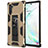 Silicone Matte Finish and Plastic Back Cover Case with Magnetic Stand MQ1 for Samsung Galaxy Note 10 5G Gold