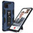 Silicone Matte Finish and Plastic Back Cover Case with Magnetic Stand MQ1 for Samsung Galaxy Note 10 Lite Blue