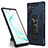 Silicone Matte Finish and Plastic Back Cover Case with Magnetic Stand MQ1 for Samsung Galaxy Note 10 Plus 5G Blue