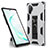Silicone Matte Finish and Plastic Back Cover Case with Magnetic Stand MQ1 for Samsung Galaxy Note 10 Plus 5G Silver