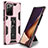 Silicone Matte Finish and Plastic Back Cover Case with Magnetic Stand MQ1 for Samsung Galaxy Note 20 Ultra 5G Rose Gold