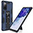 Silicone Matte Finish and Plastic Back Cover Case with Magnetic Stand MQ1 for Samsung Galaxy S20 Lite 5G Blue