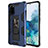Silicone Matte Finish and Plastic Back Cover Case with Magnetic Stand MQ1 for Samsung Galaxy S20 Plus 5G Blue