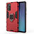 Silicone Matte Finish and Plastic Back Cover Case with Magnetic Stand N01 for Samsung Galaxy Note 20 5G Red