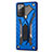 Silicone Matte Finish and Plastic Back Cover Case with Magnetic Stand N03 for Samsung Galaxy Note 20 5G Blue