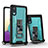 Silicone Matte Finish and Plastic Back Cover Case with Magnetic Stand QW1 for Samsung Galaxy M02