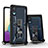 Silicone Matte Finish and Plastic Back Cover Case with Magnetic Stand QW1 for Samsung Galaxy M02