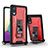 Silicone Matte Finish and Plastic Back Cover Case with Magnetic Stand QW1 for Samsung Galaxy M02 Red