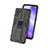 Silicone Matte Finish and Plastic Back Cover Case with Magnetic Stand T01 for Oppo F19 Pro+ Plus 5G
