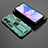Silicone Matte Finish and Plastic Back Cover Case with Magnetic Stand T02 for Oppo A78 5G Green