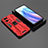 Silicone Matte Finish and Plastic Back Cover Case with Magnetic Stand T02 for Oppo Reno7 Pro 5G Red