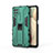 Silicone Matte Finish and Plastic Back Cover Case with Magnetic Stand T04 for Samsung Galaxy A12 Green