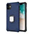 Silicone Matte Finish and Plastic Back Cover Case with Magnetic Stand Z01 for Apple iPhone 11 Blue