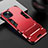 Silicone Matte Finish and Plastic Back Cover Case with Stand A01 for Apple iPhone 13 Mini Red