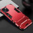 Silicone Matte Finish and Plastic Back Cover Case with Stand A01 for Apple iPhone 14 Red