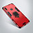 Silicone Matte Finish and Plastic Back Cover Case with Stand A01 for Huawei Honor 10 Lite Red