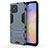 Silicone Matte Finish and Plastic Back Cover Case with Stand A01 for Huawei Nova 8 SE 5G Blue