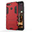 Silicone Matte Finish and Plastic Back Cover Case with Stand A01 for Huawei Y6 (2018) Red