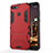 Silicone Matte Finish and Plastic Back Cover Case with Stand A01 for Huawei Y6 Prime (2018) Red