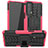 Silicone Matte Finish and Plastic Back Cover Case with Stand A01 for Motorola Moto Edge Lite 5G Hot Pink