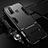 Silicone Matte Finish and Plastic Back Cover Case with Stand A01 for Oppo A32 Black