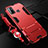 Silicone Matte Finish and Plastic Back Cover Case with Stand A01 for Oppo A32 Red