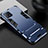 Silicone Matte Finish and Plastic Back Cover Case with Stand A01 for Oppo A53 5G Blue
