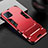 Silicone Matte Finish and Plastic Back Cover Case with Stand A01 for Oppo A53 5G Red