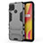 Silicone Matte Finish and Plastic Back Cover Case with Stand A01 for Realme C15 Gray