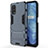 Silicone Matte Finish and Plastic Back Cover Case with Stand A01 for Realme V5 5G Blue