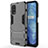 Silicone Matte Finish and Plastic Back Cover Case with Stand A01 for Realme V5 5G Gray