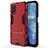 Silicone Matte Finish and Plastic Back Cover Case with Stand A01 for Realme V5 5G Red