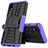 Silicone Matte Finish and Plastic Back Cover Case with Stand A01 for Samsung Galaxy A01 Core Purple