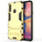 Silicone Matte Finish and Plastic Back Cover Case with Stand A01 for Samsung Galaxy A20s Gold