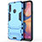 Silicone Matte Finish and Plastic Back Cover Case with Stand A01 for Samsung Galaxy A20s Sky Blue