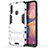 Silicone Matte Finish and Plastic Back Cover Case with Stand A01 for Samsung Galaxy A20s White