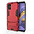 Silicone Matte Finish and Plastic Back Cover Case with Stand A01 for Samsung Galaxy A51 4G Red