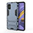 Silicone Matte Finish and Plastic Back Cover Case with Stand A01 for Samsung Galaxy M40S Blue