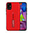 Silicone Matte Finish and Plastic Back Cover Case with Stand A01 for Samsung Galaxy M51 Red