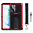 Silicone Matte Finish and Plastic Back Cover Case with Stand A01 for Samsung Galaxy S21 FE 5G Red