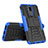 Silicone Matte Finish and Plastic Back Cover Case with Stand A02 for Huawei G10 Blue