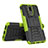 Silicone Matte Finish and Plastic Back Cover Case with Stand A02 for Huawei G10 Green