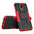 Silicone Matte Finish and Plastic Back Cover Case with Stand A02 for Huawei G10 Red