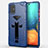 Silicone Matte Finish and Plastic Back Cover Case with Stand A02 for Samsung Galaxy A71 5G Blue