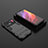 Silicone Matte Finish and Plastic Back Cover Case with Stand A02 for Xiaomi Mi 11 Ultra 5G Black