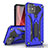 Silicone Matte Finish and Plastic Back Cover Case with Stand A03 for Apple iPhone 11 Blue