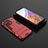 Silicone Matte Finish and Plastic Back Cover Case with Stand A03 for Xiaomi Mi 11 Pro 5G Red