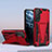 Silicone Matte Finish and Plastic Back Cover Case with Stand A04 for Samsung Galaxy S23 5G Red