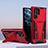 Silicone Matte Finish and Plastic Back Cover Case with Stand A04 for Samsung Galaxy S23 Ultra 5G Red